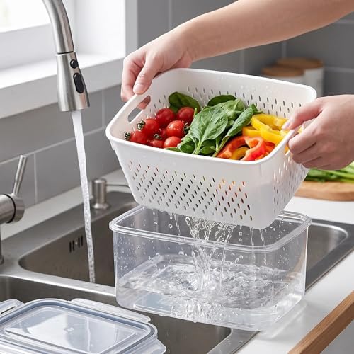 3-Pack BPA-Free Fruit Storage Containers for Fridge with Removable