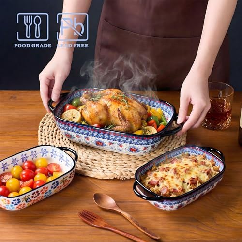 Ceramic Casserole Baking Dish Set of 2, 0.8QT / 2QT