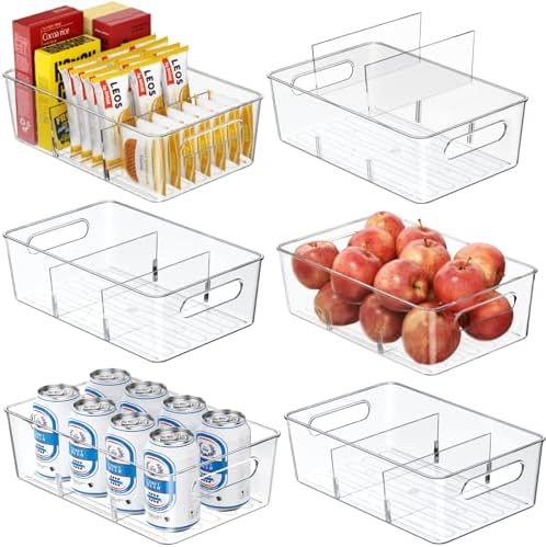 Mpotmiy 6-Pack Clear Pantry and Fridge Organizer Bins