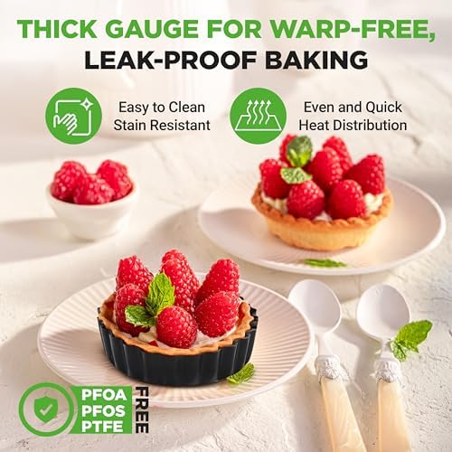NutriChef 10-Piece Nonstick Mini Tart Pans with Removable Bottom