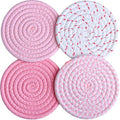 4.8 Inch Drink Coasters Set of 4, Large Fabric Cotton Coasters, Cute