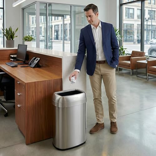iTouchless 13 Gallon Stainless Steel Open Top Trash Can