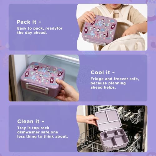 Kids Lunch Bento Box with 8oz Thermo/Ice Pack, BPA-Free, for School