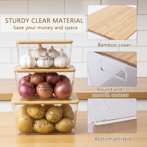 3 Pack Onion and Garlic Potato Storage Baskets,Stackable Vegetable