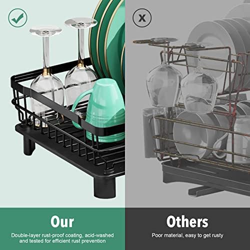 MOUKABAL Dish Drying Rack with Drainboard, Black