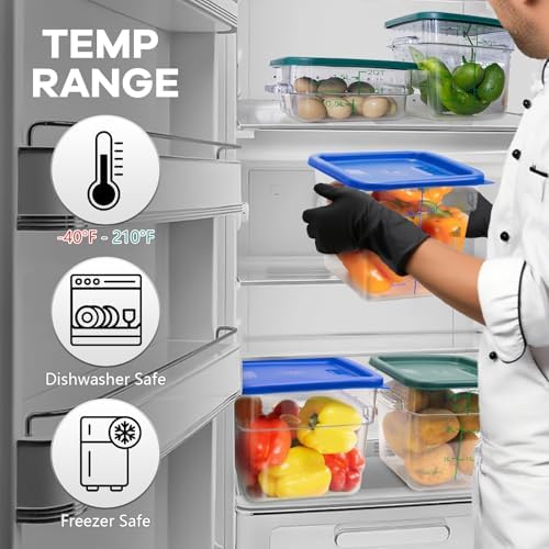 4 Pack Food Storage Containers with Green Lids, 4.0 Qt - Square