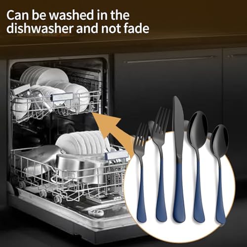 20-Piece Black and Dark Blue Silverware Set 18/0 Stainless Steel