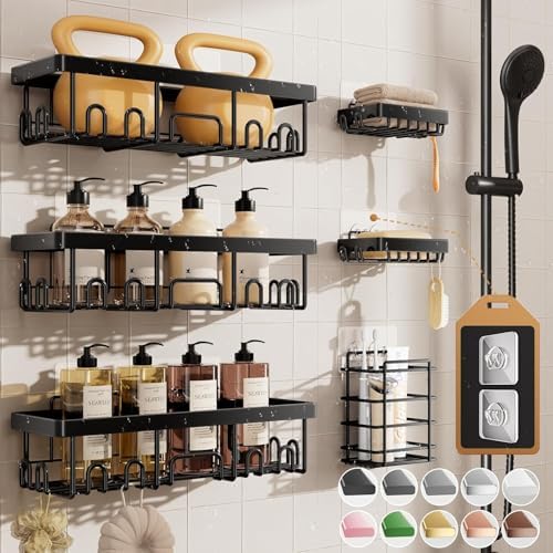 Veken Shower Caddy 6-Pack, Black