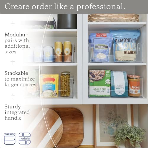 Open Front Pantry Storage Bins, 16"x10"x6", 4 Pack