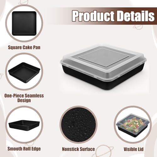 2 Sets 10x10 Inch Square Baking Pan with Lid – Carbon Steel Nonstick