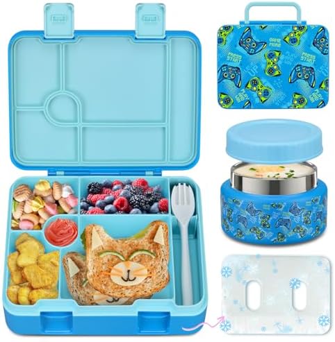 Bento Lunch Box Kids and 9oz Soup Thermos – 5.5-Cup Leakproof Kids