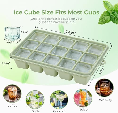 Silicone Ice Cube Tray 3 Pack, BPA Free Ice Trays for Freezer