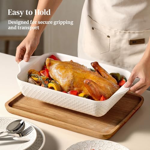 DOWAN 9x13 Deep Lasagna Baking Dish, Ceramic Casserole Dish for Oven