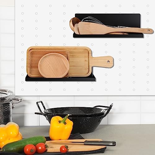 Therwen 4-Pack Magnetic Pegboard Shelves, 12 x 4.8 x 3.6 Inches