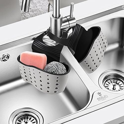 Kitchen Sink Caddy Sponge Holder, 2 Pcs Beige