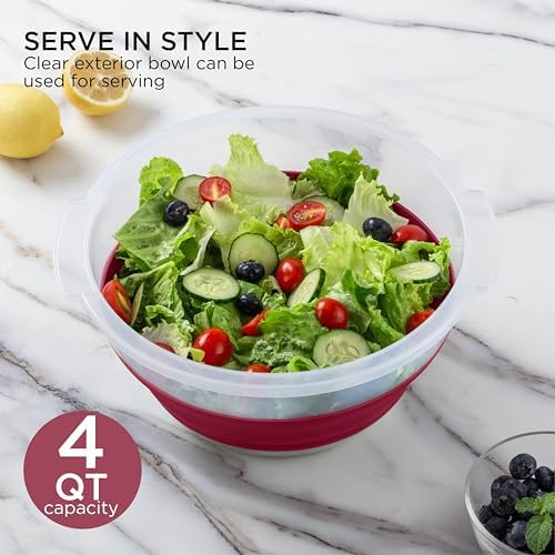 COOK WITH COLOR Collapsible Salad Spinner - 4 QT Space Saving Lettuce