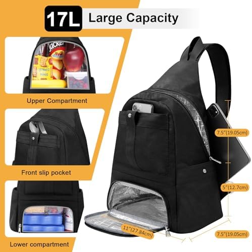 Crossbody Lunch Backpack, Double Deck Large Insulated leakproof