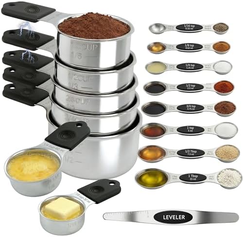 Magnetic Measuring Cups and Spoons Set of 16, 304 Stainless Steel