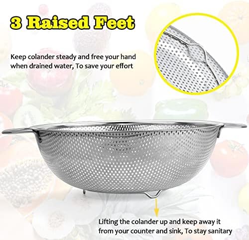 P&P CHEF Stainless Steel Colander, 2 Pcs Metal Colanders Strainer, 1