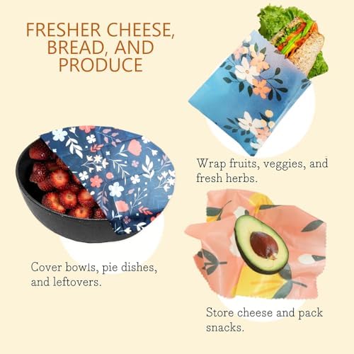 9-Piece Reusable Beeswax Wraps for Food Storage