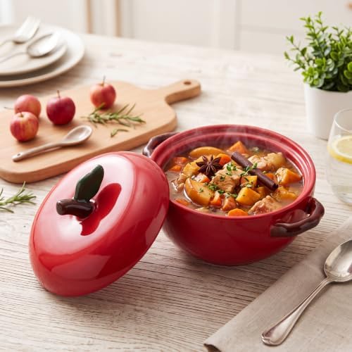 Ceramic 25oz Apple Mini Cocotte Casserole Dish with Lid