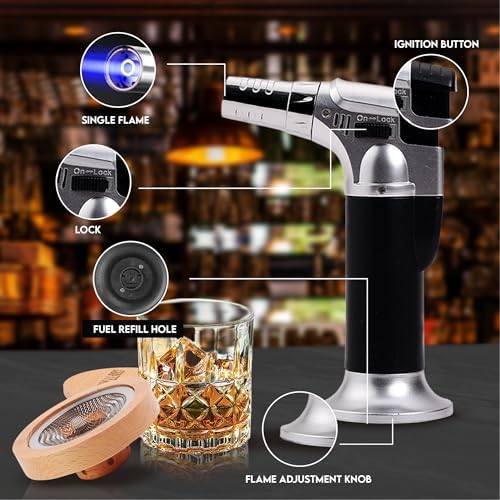 Whiskey Smoker Kit with Torch - Unique Bourbon Birthday Gifts for Men