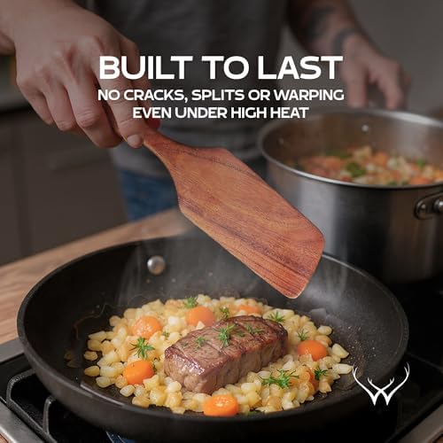 4PCS Wooden Spatula for Cooking – Premium Natural Teak Wood Set for