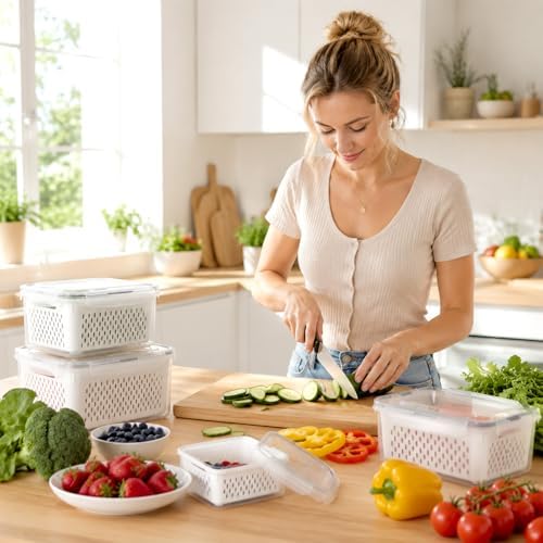 5 Pack Fruit Storage Containers for Fridge Berry Containers for Fridge