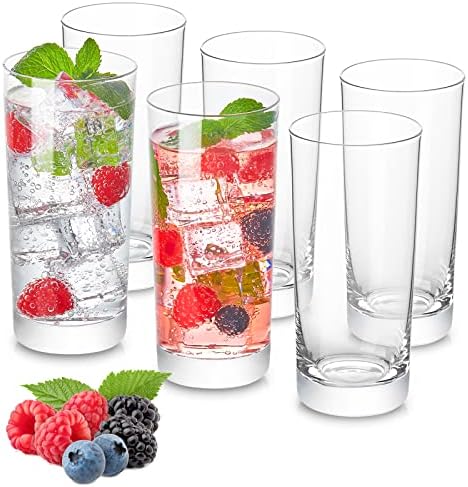 16 oz Borosilicate Glass Drinking Glasses Set of 6,Tall Drinking