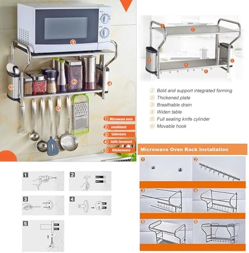 INTBUYING 2-Tier 19in Wall-Mount Microwave Shelf