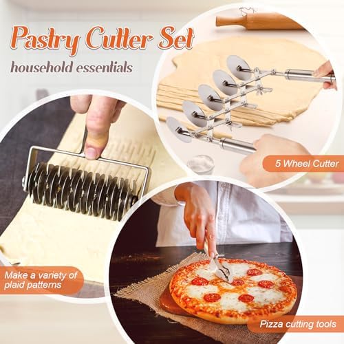 Gisafai 3 Pcs Pastry Cutter Set for Christmas Kitchen Pizza Noodle