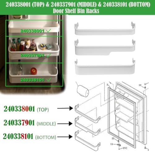 240338001 (TOP) & 240337901 (MIDDLE) & 240338101 (BOTTOM) Door Shelf