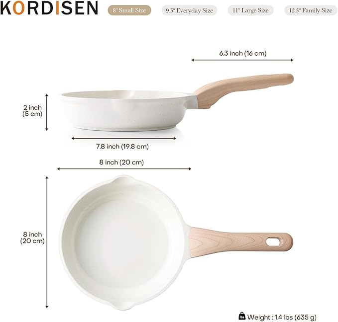 Kordisen Ceramic Non Stick Frying Pans Skillet, 8 Inch Ceramic Small Egg Pan - Image 7
