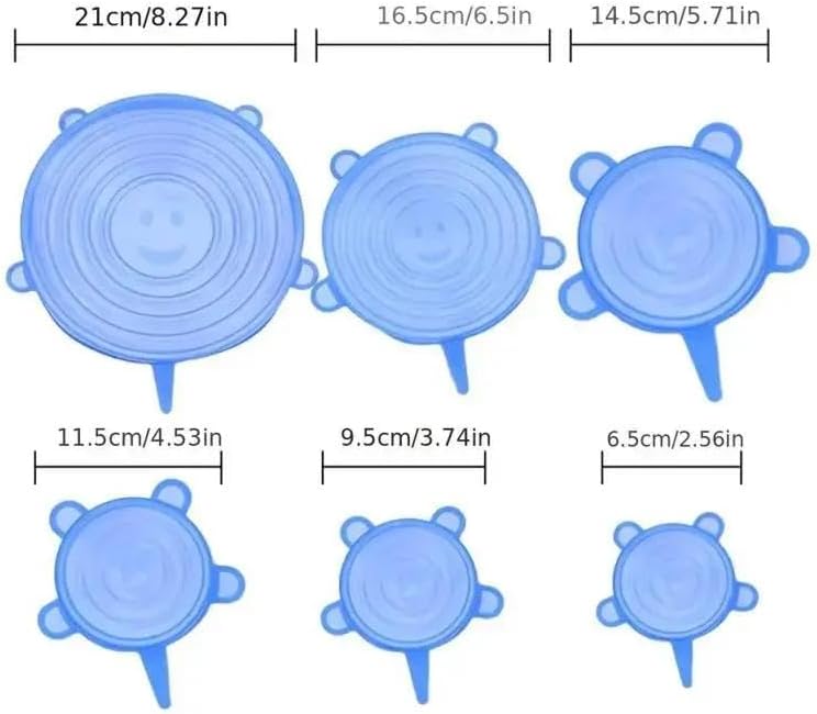 Reusable Silicone Bowl Lids, 6-Piece Stretch Covers