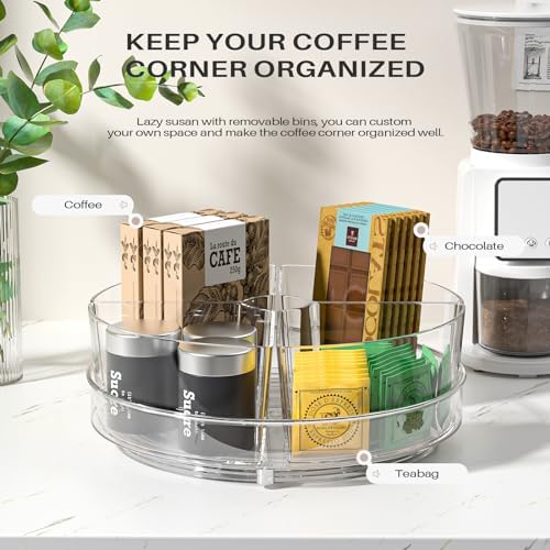 2 Pack Lazy Susan Organizer, 9 inch Rotating Storage Organizer with Bins