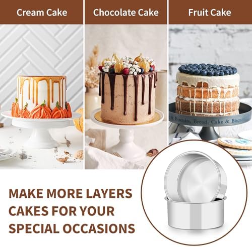TeamFar 5 Inch Cake Pan Set of 4, Stainless Steel Small Layer Cake