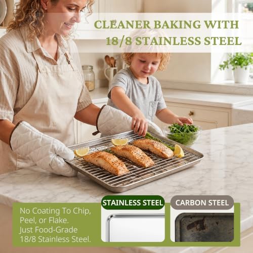 BRONYPRO 18/8 Stainless Steel Baking Sheet Set