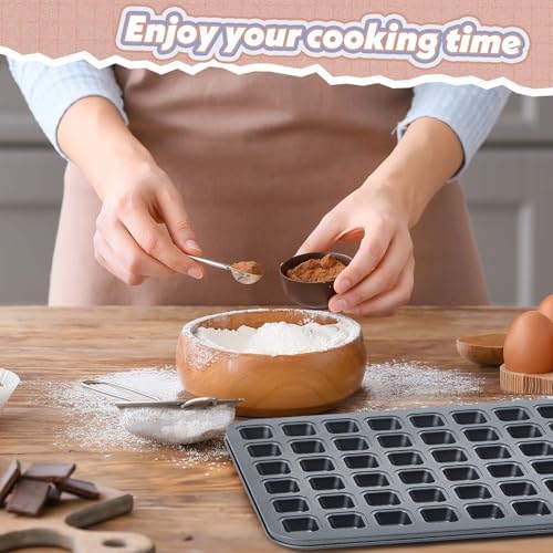 Teenyyou 1 Pcs Mini Brownie Pan 48 Cavity, Nonstick Mini Muffin Baking