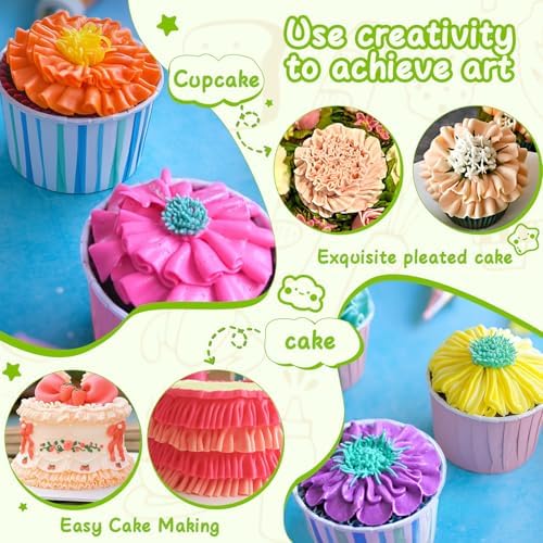Suuker 7 Pieces Pleated Skirt Piping Nozzles Set