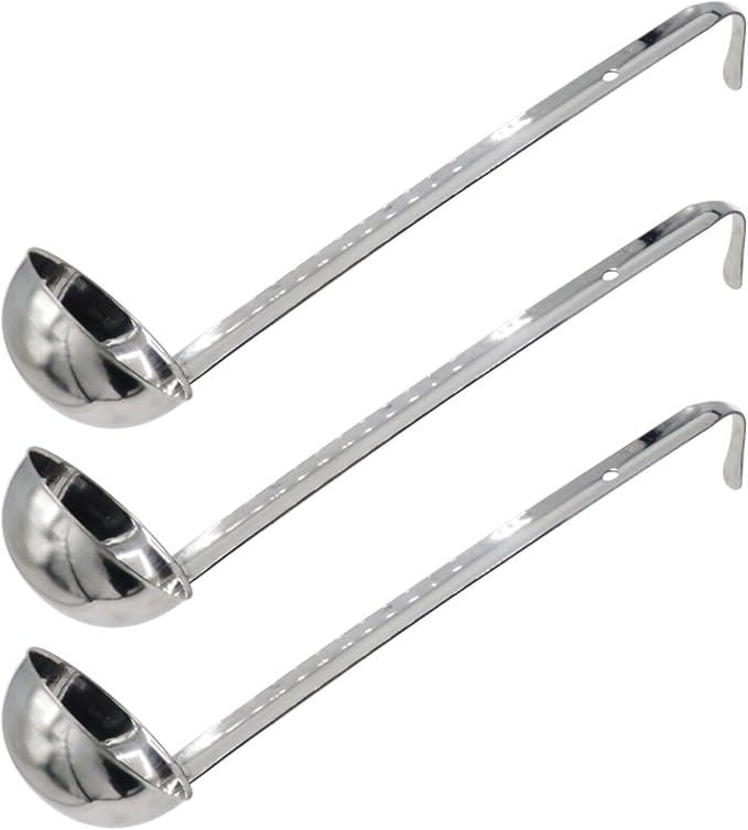 3 Pcs 3 oz Stainless Steel Soup Ladle Set, Long Handle Serving Spoons by Joyangy
