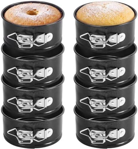 Sunnyray 8 Pcs 4 Inch Springform Pans Mini Cheesecake, Black