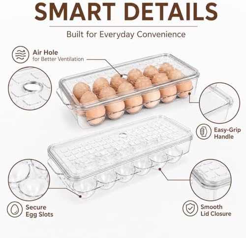 2-Pack 18-Egg Refrigerator Holders with Lids