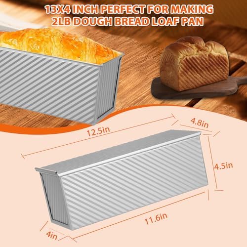 Non-Stick Pullman Loaf Pan with Lid 13x4 Inch - 2.2lb Carbon Steel