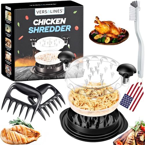 3 Layer Pro Chicken Shredder with Removable Tray, Meat Claws, Brush