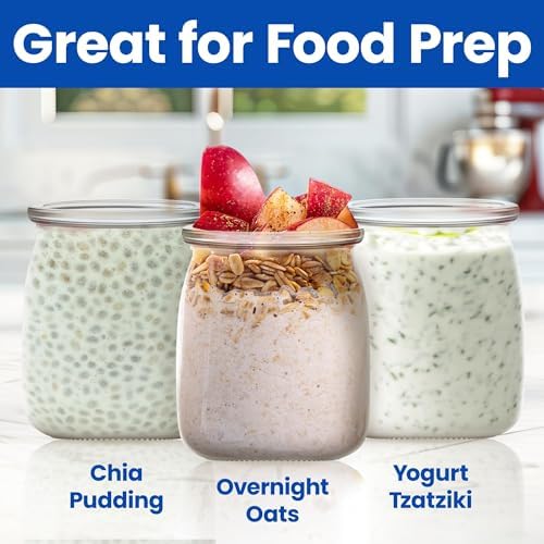 Ultimate Yogurt Jars, 8 Count Glass Cups with Lids
