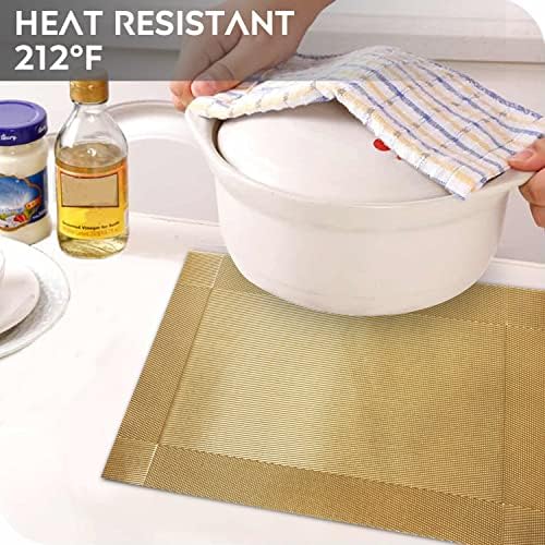 Trophable Placemats Set of 6 Table Placemats Heat Resistant Woven