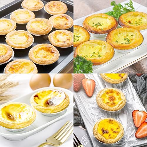 200 PCS Egg Tart Baking Cups, Disposable Aluminum Foil Liners for