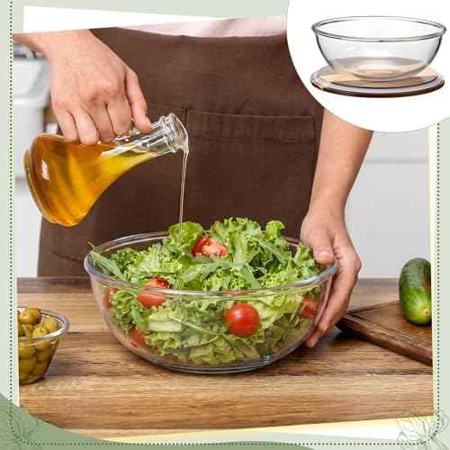 LemonRoad 12 Inch Large Salad Bowl with Acacia Wood Lid Glass Thick