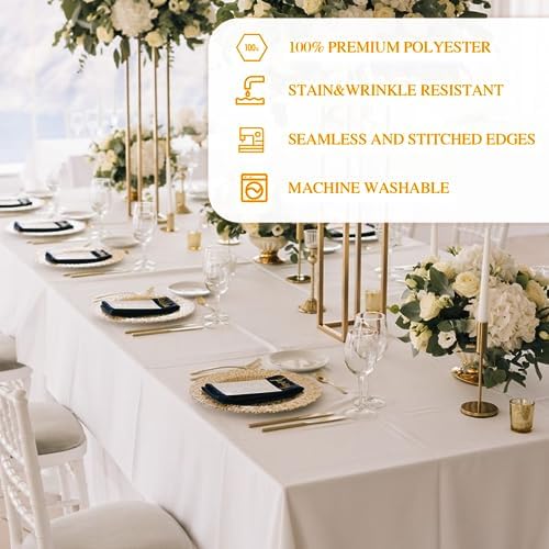 WIGENIUS 6 Pack White Table Cloth Rectangle 60X102 Inch Tablecloth Fit