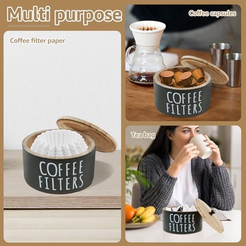 Coffee Filter Holder, Wooden Large Capacity Rustic Coffee Filter